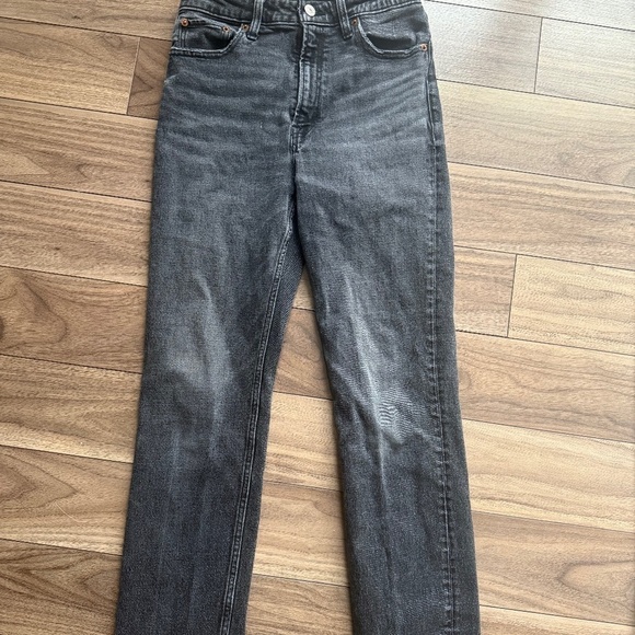 Abercrombie & Fitch Simone High Rise Ankle Straight Jeans | Dark Grey | Size 27 - Picture 3 of 4
